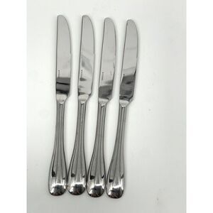 Oneida Stainless Dinner Knife 9 1/2” VOSS Glossy Concave Handle Set Of 4